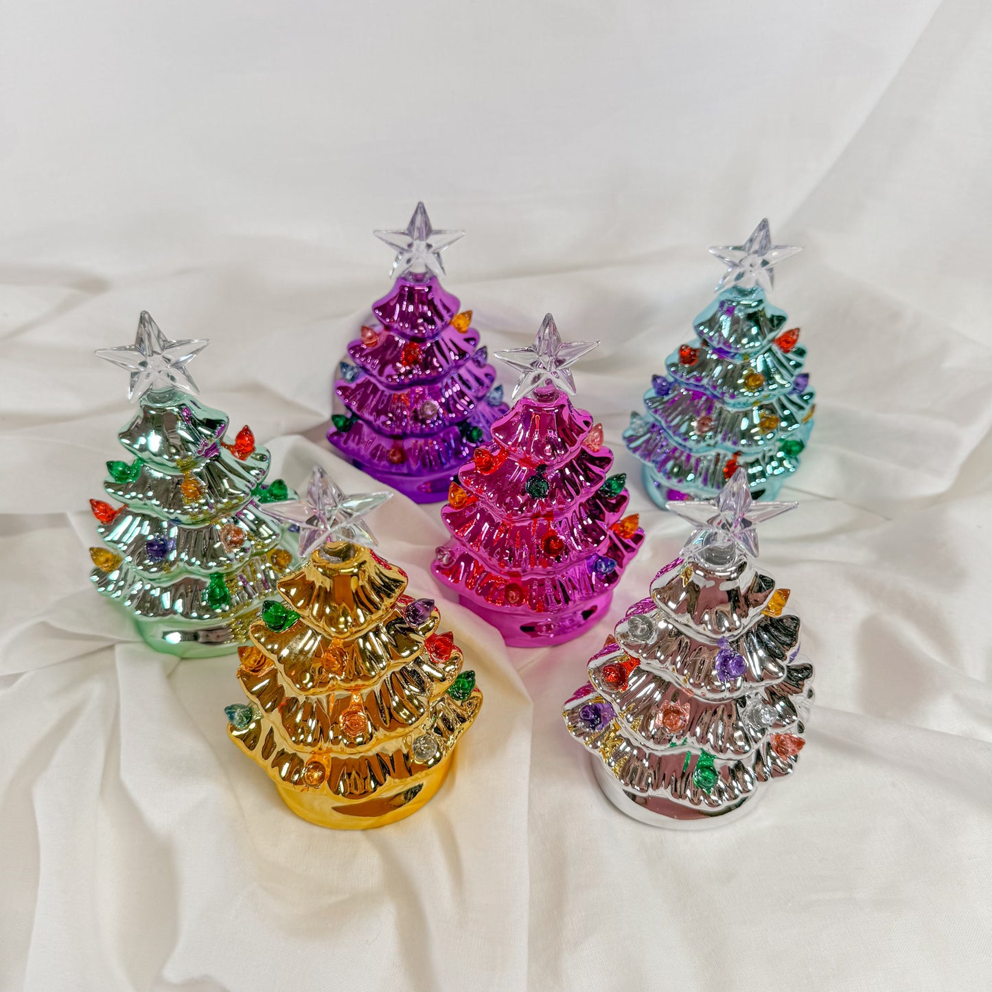 Mini Metallic Light Up Christmas Tree