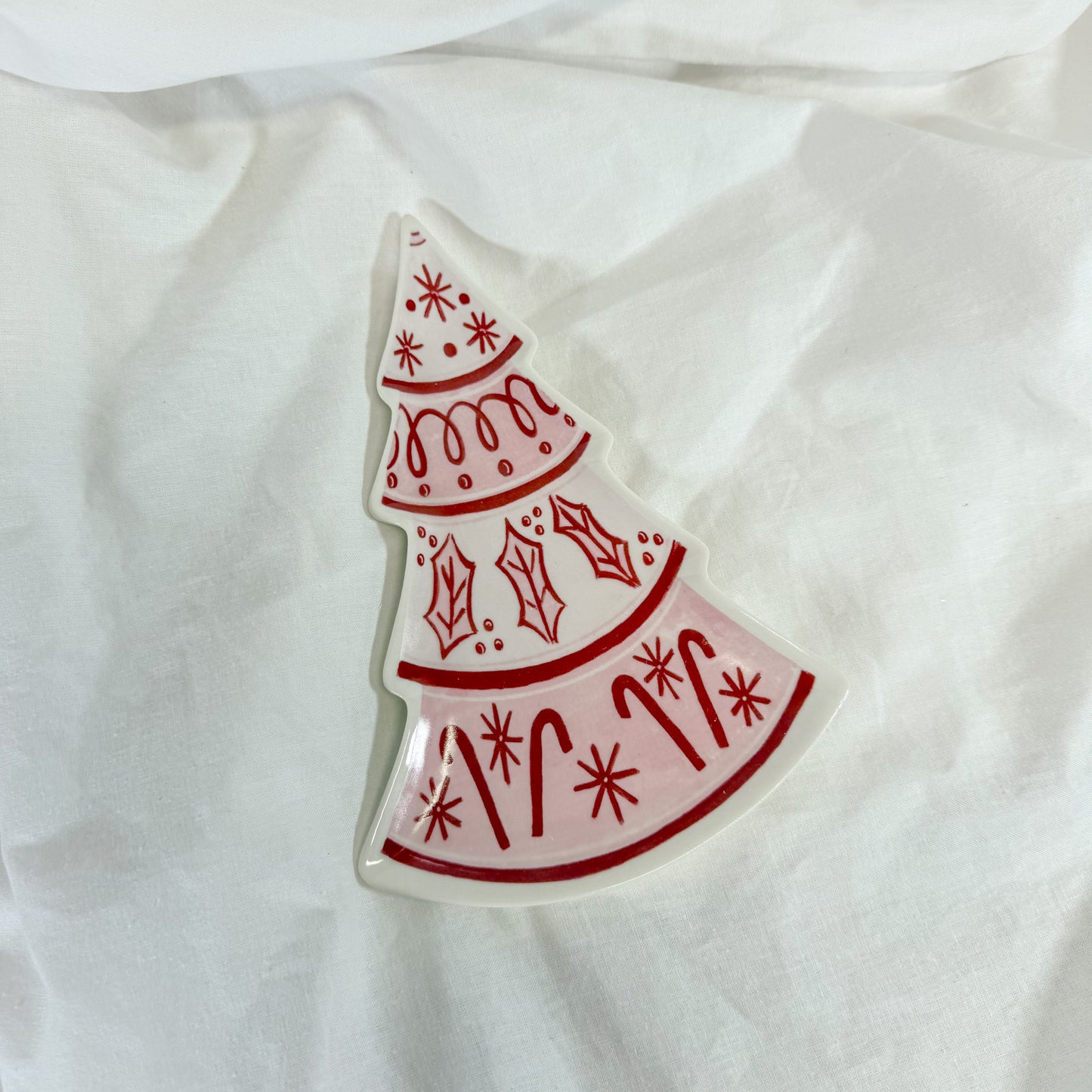 Raspberry Christmas Tree Ceramic Dish