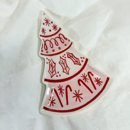 Raspberry Christmas Tree Ceramic Dish