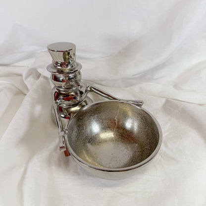 Silver Chrome Snowman Bowl