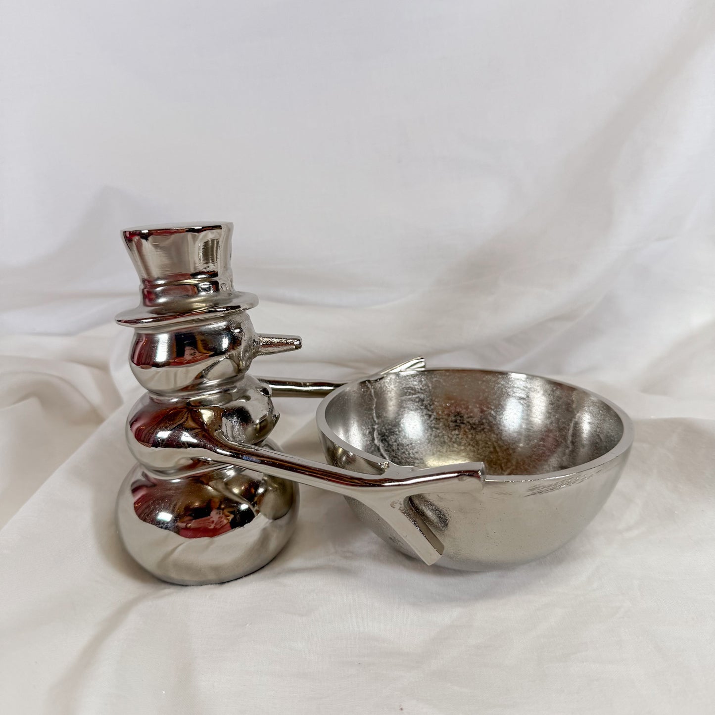 Silver Chrome Snowman Bowl