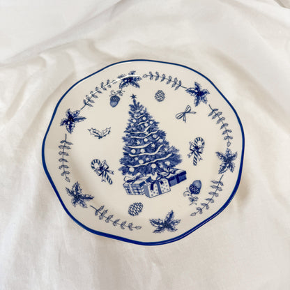 Classic Blue Christmas Plate