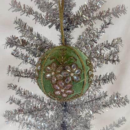 Velvet Floral Christmas Ball Ornament