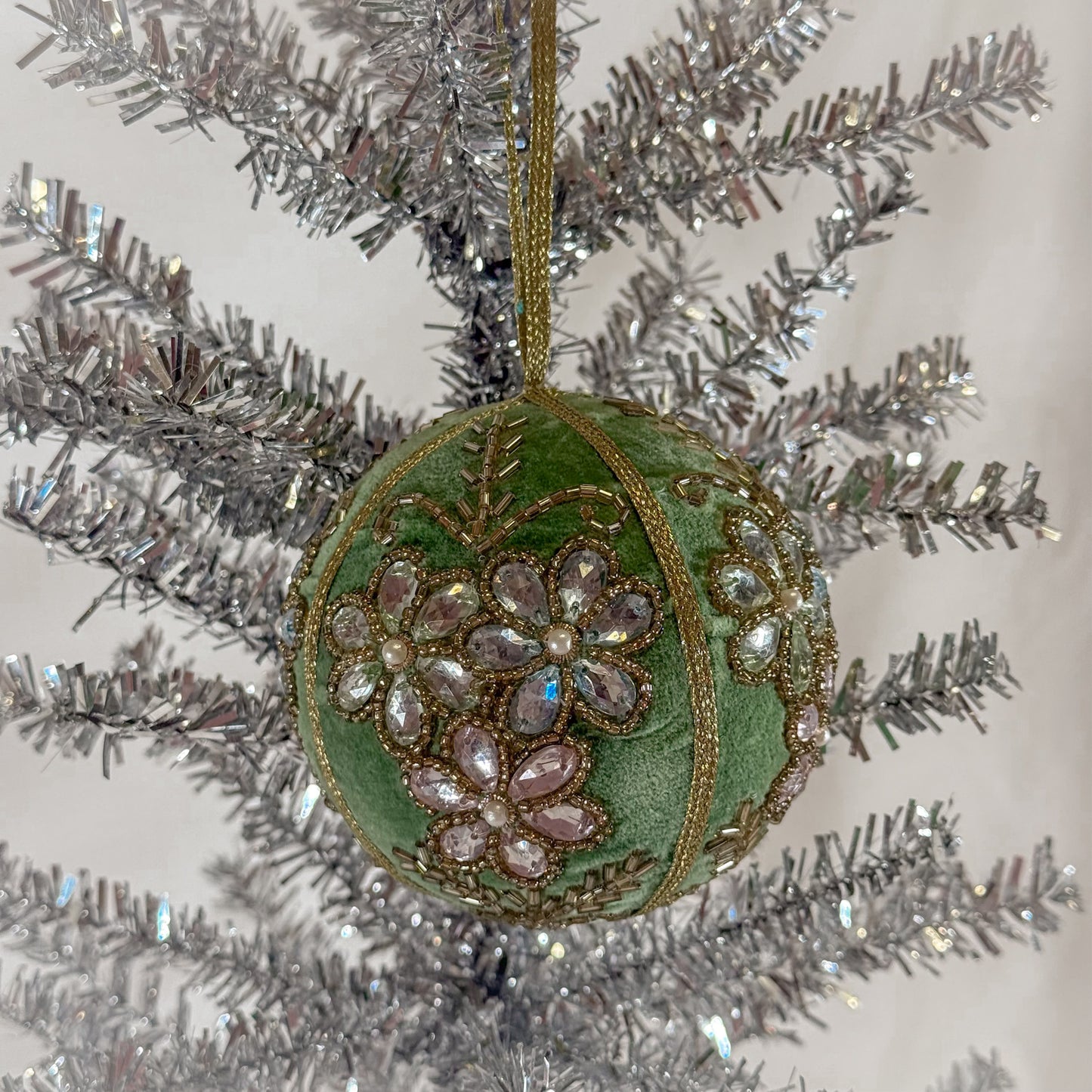 Velvet Floral Christmas Ball Ornament