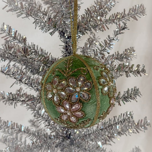 Velvet Floral Christmas Ball Ornament