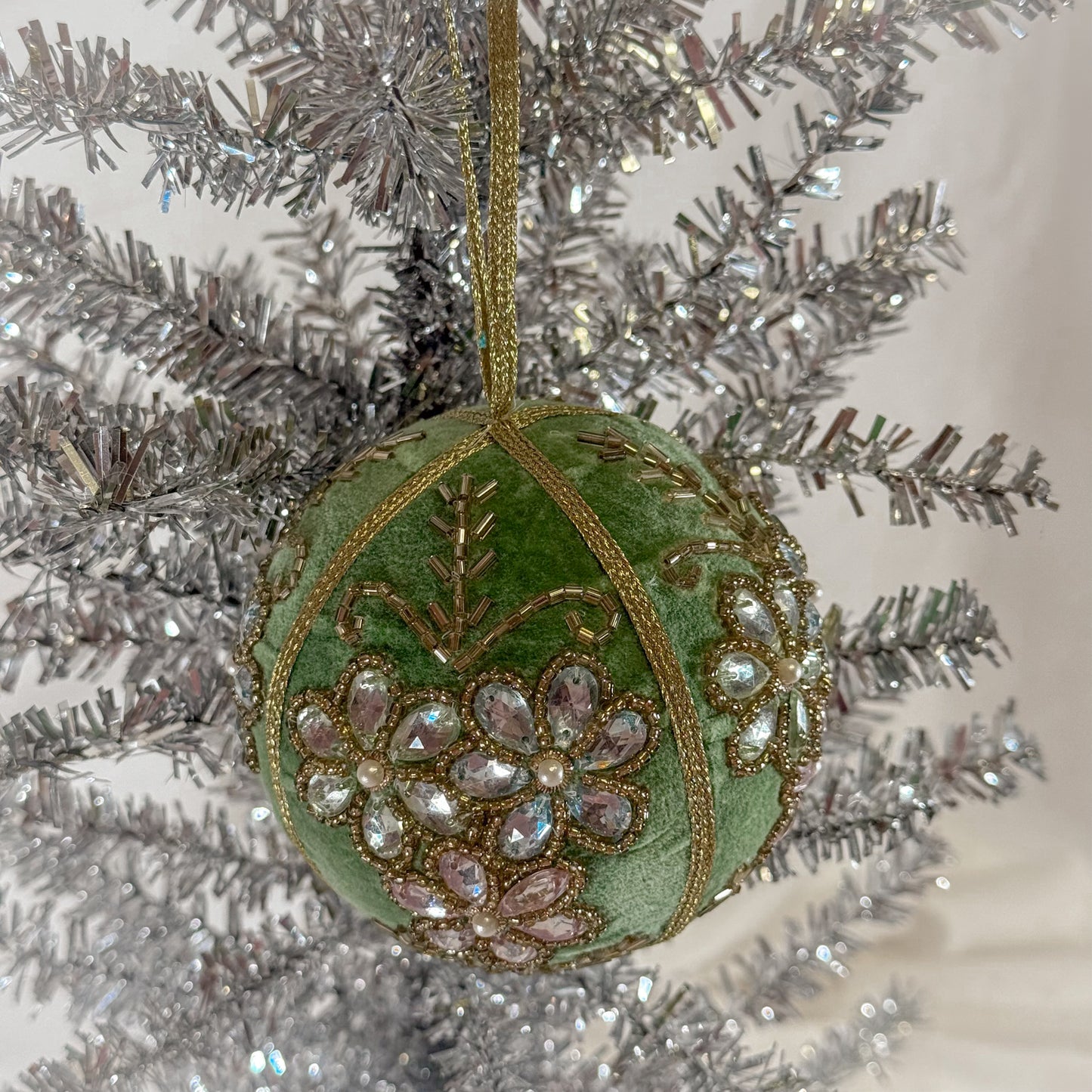 Velvet Floral Christmas Ball Ornament