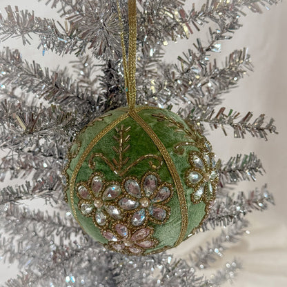 Velvet Floral Christmas Ball Ornament