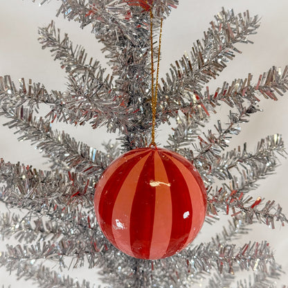 Pink Stripe Ball Ornament