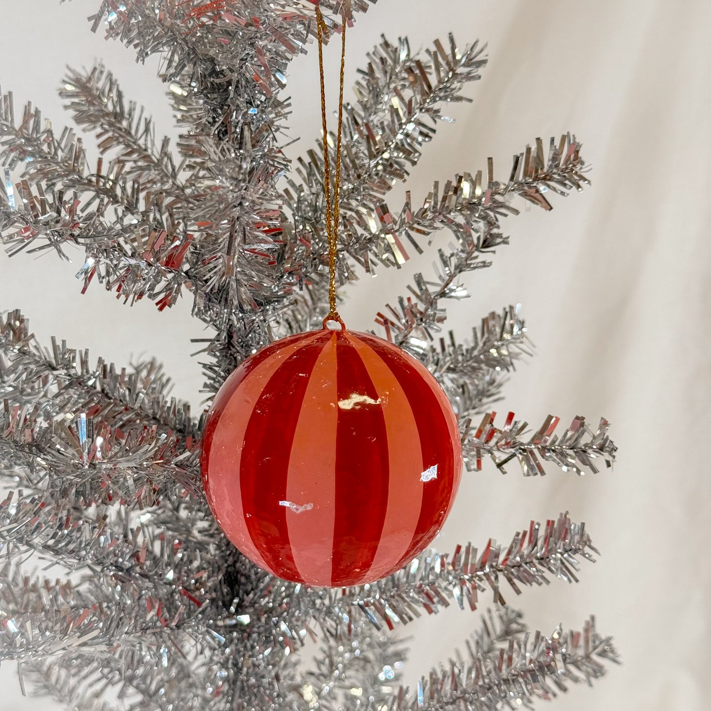 Pink Stripe Ball Ornament