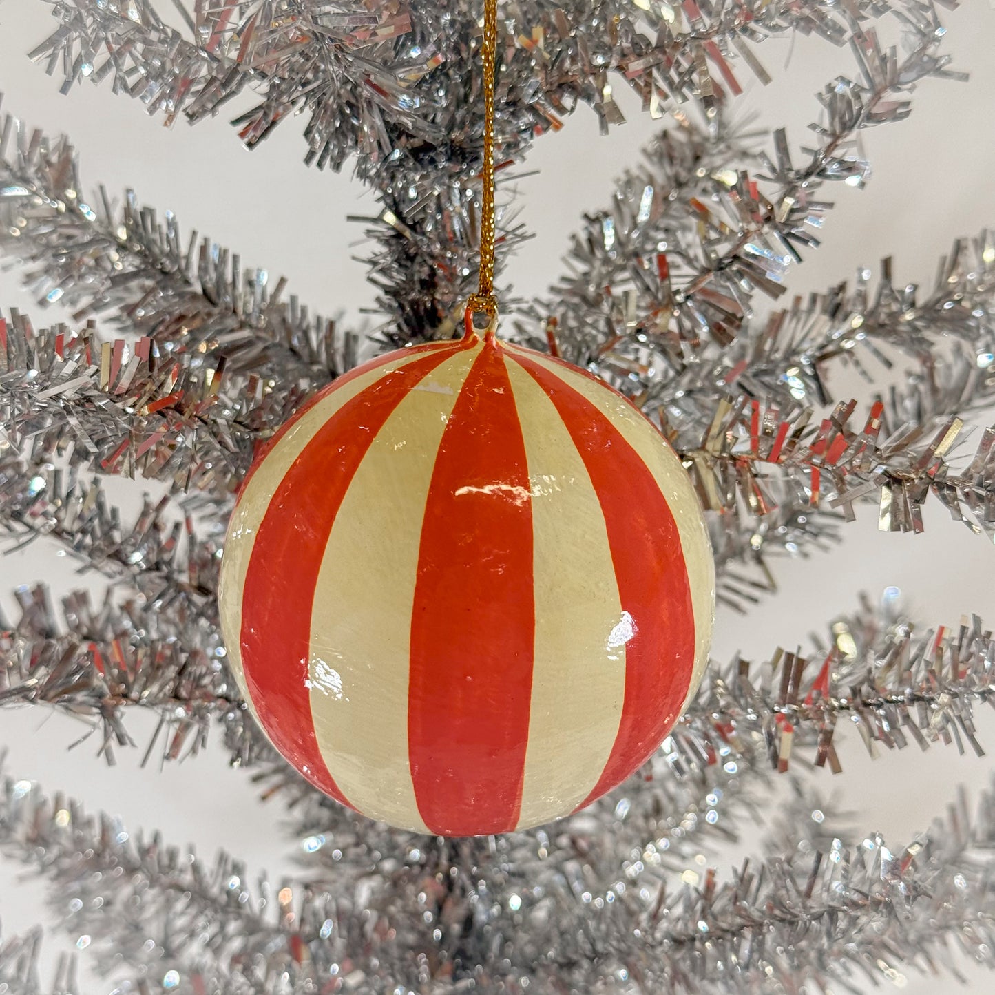 Pink Stripe Ball Ornament