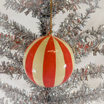Pink Stripe Ball Ornament