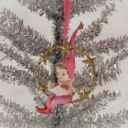 Vintage Swinging Elf Ornament
