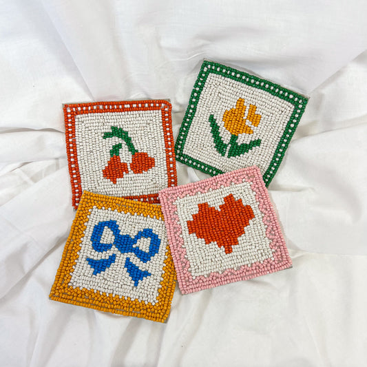 Quilt Beaded Coaster Set