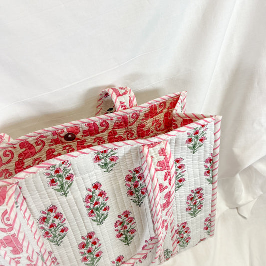 Floral Block Print Tote Bag