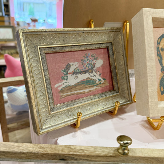 Embroidered Dog Framed Wall Art