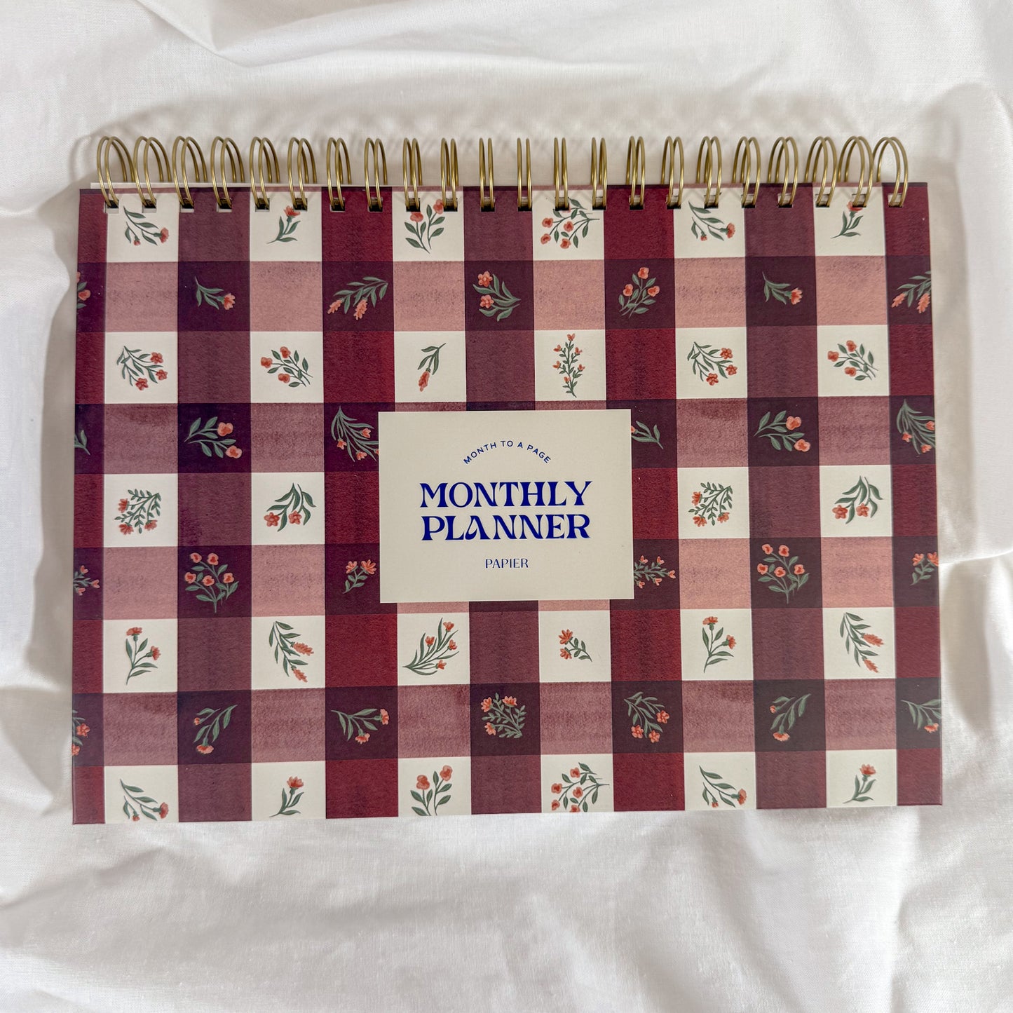 Floral Gingham Monthly Planner Desk Pad