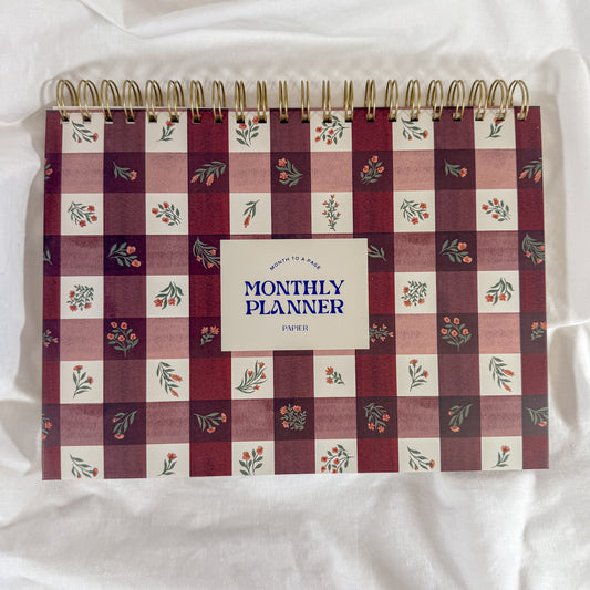 Floral Gingham Monthly Planner Desk Pad