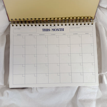 Floral Gingham Monthly Planner Desk Pad