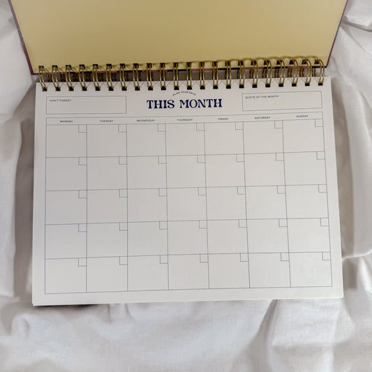 Floral Gingham Monthly Planner Desk Pad