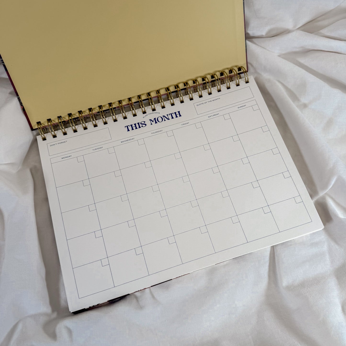 Floral Gingham Monthly Planner Desk Pad
