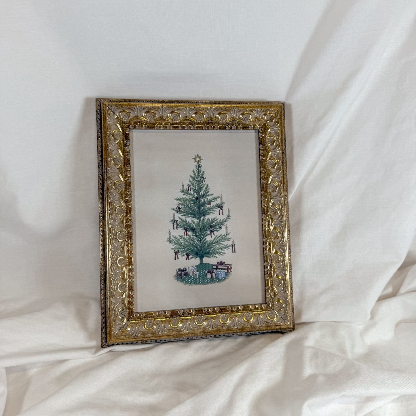Vintage Bow Christmas Tree Framed Wall Art
