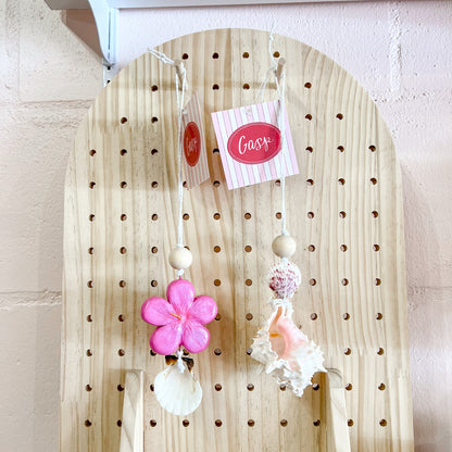 Hibiscus Seashell Car Mirror Hanging