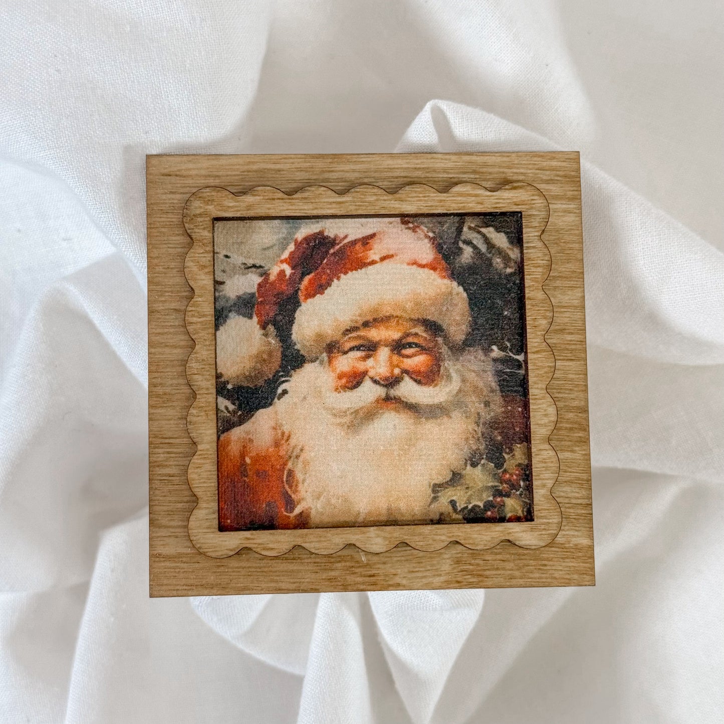 Vintage Holiday Wooden Magnet