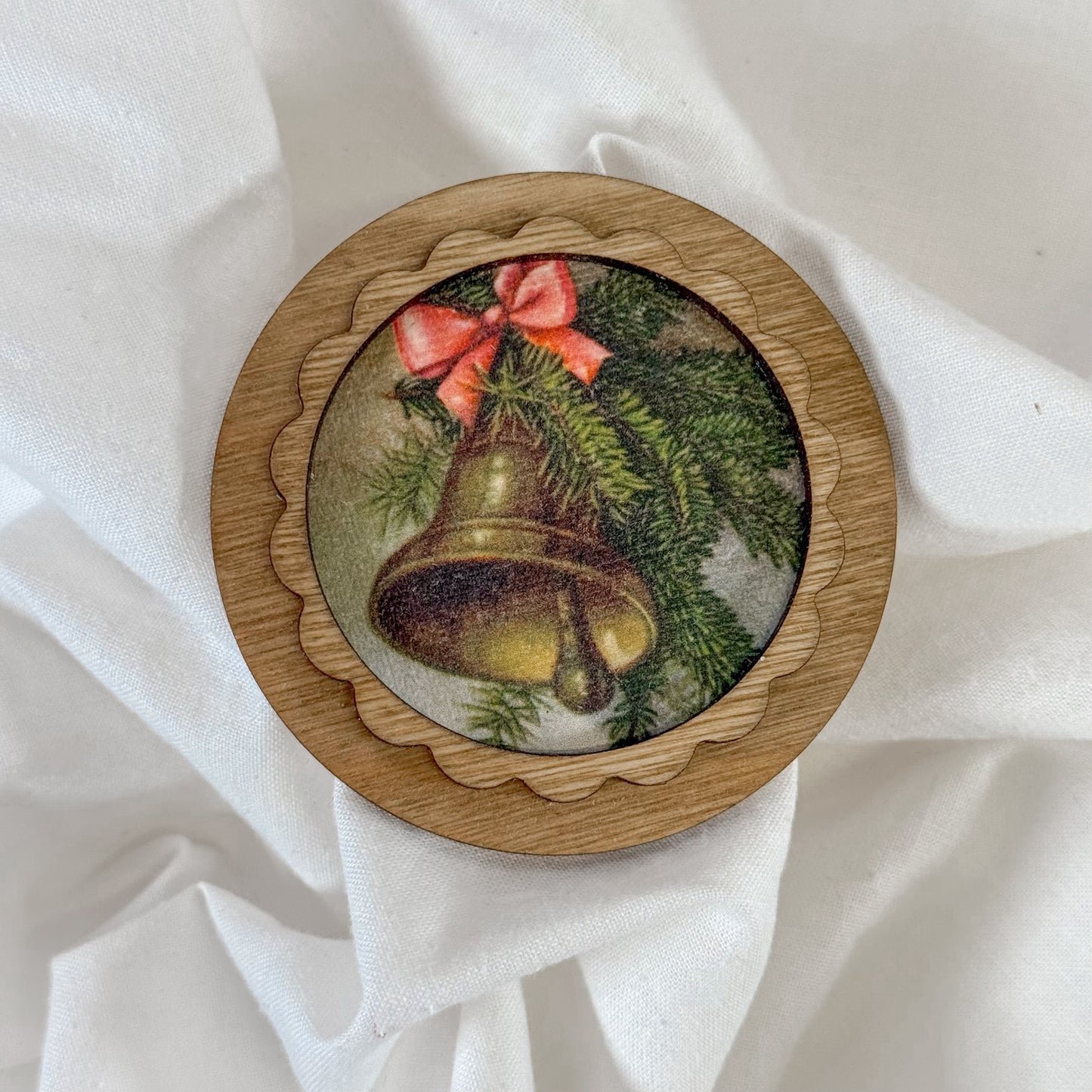 Vintage Holiday Wooden Magnet
