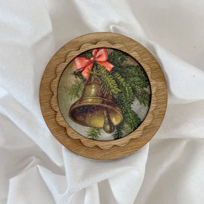 Vintage Holiday Wooden Magnet