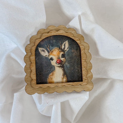 Vintage Holiday Wooden Magnet