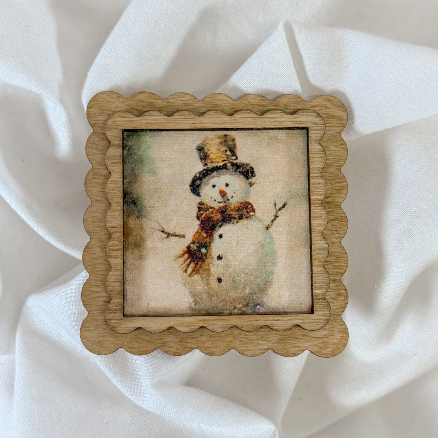 Vintage Holiday Wooden Magnet