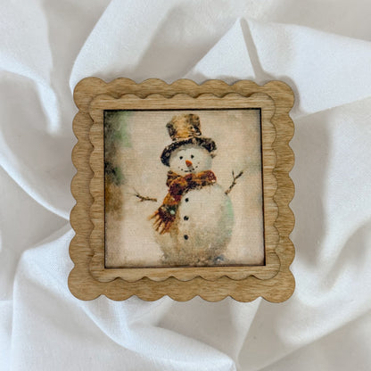Vintage Holiday Wooden Magnet