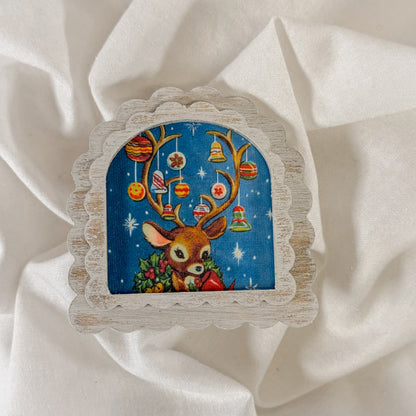 Vintage Holiday Wooden Magnet