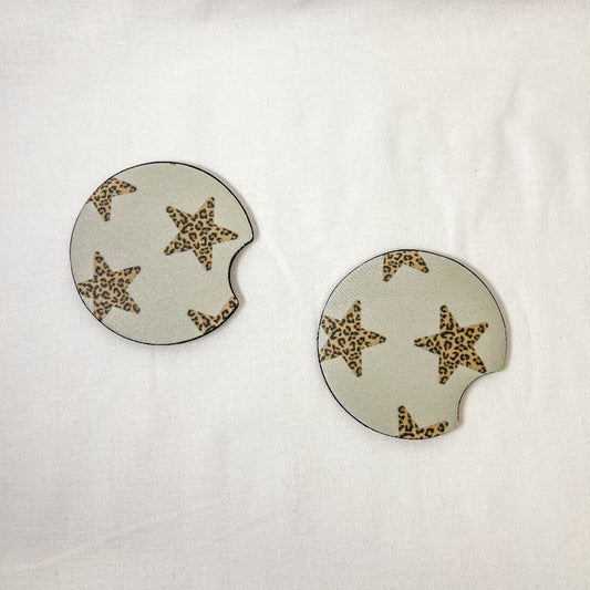 Leopard Stars Car Coaster Set