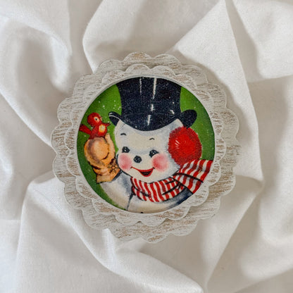 Vintage Holiday Wooden Magnet