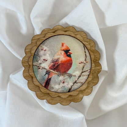 Vintage Holiday Wooden Magnet