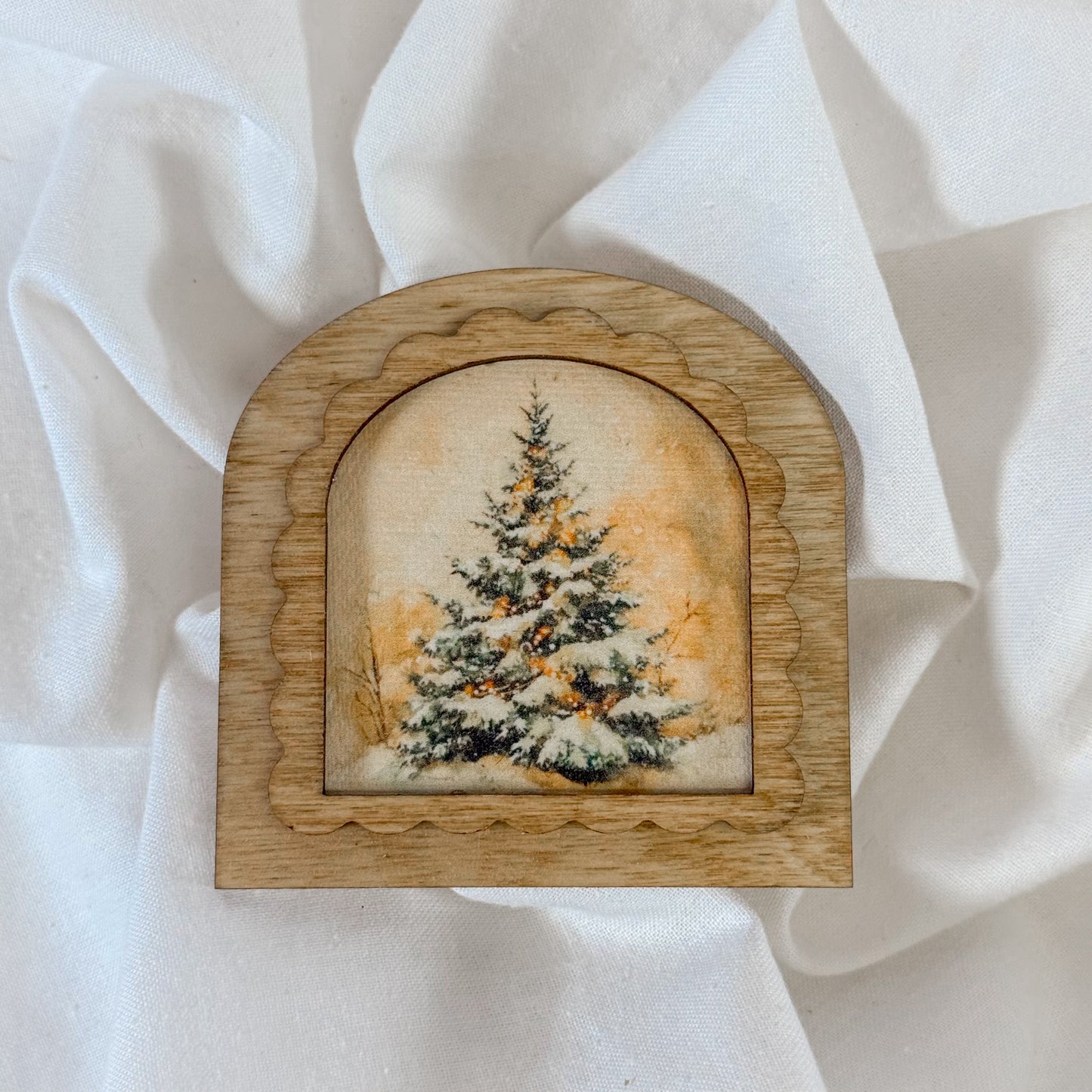 Vintage Holiday Wooden Magnet