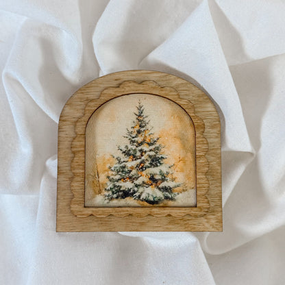 Vintage Holiday Wooden Magnet