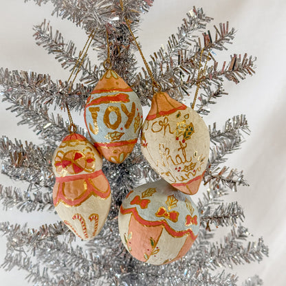 Girly Paper Mache Christmas Ornament