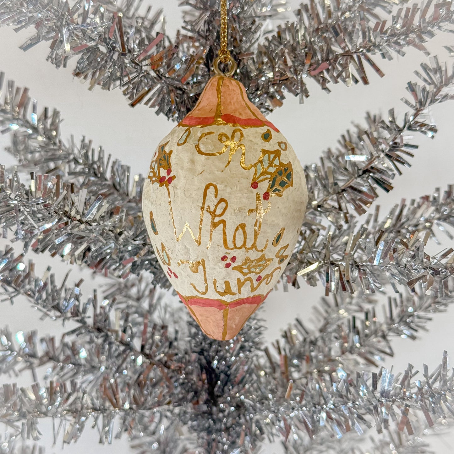 Girly Paper Mache Christmas Ornament
