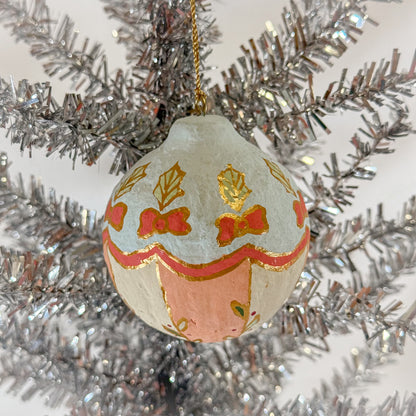 Girly Paper Mache Christmas Ornament