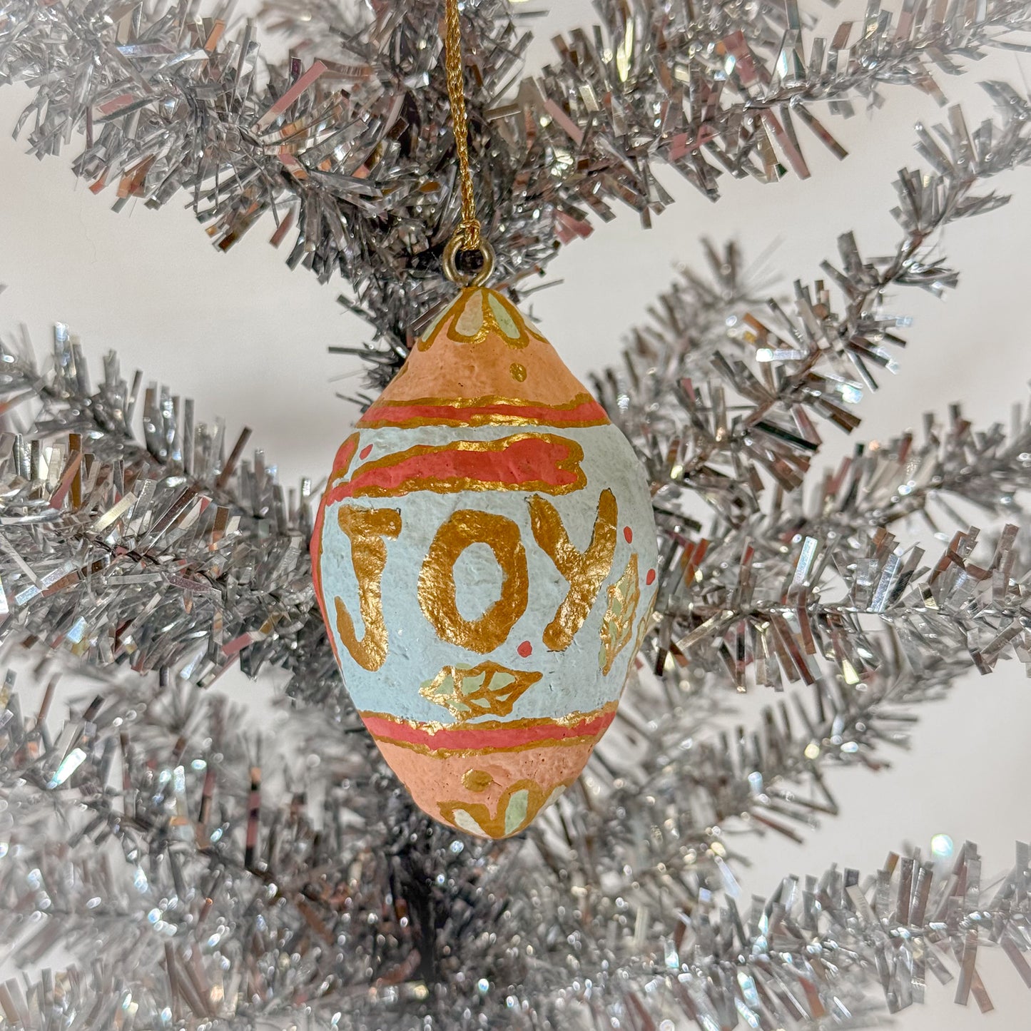 Girly Paper Mache Christmas Ornament