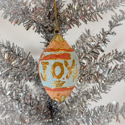Girly Paper Mache Christmas Ornament