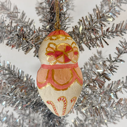 Girly Paper Mache Christmas Ornament