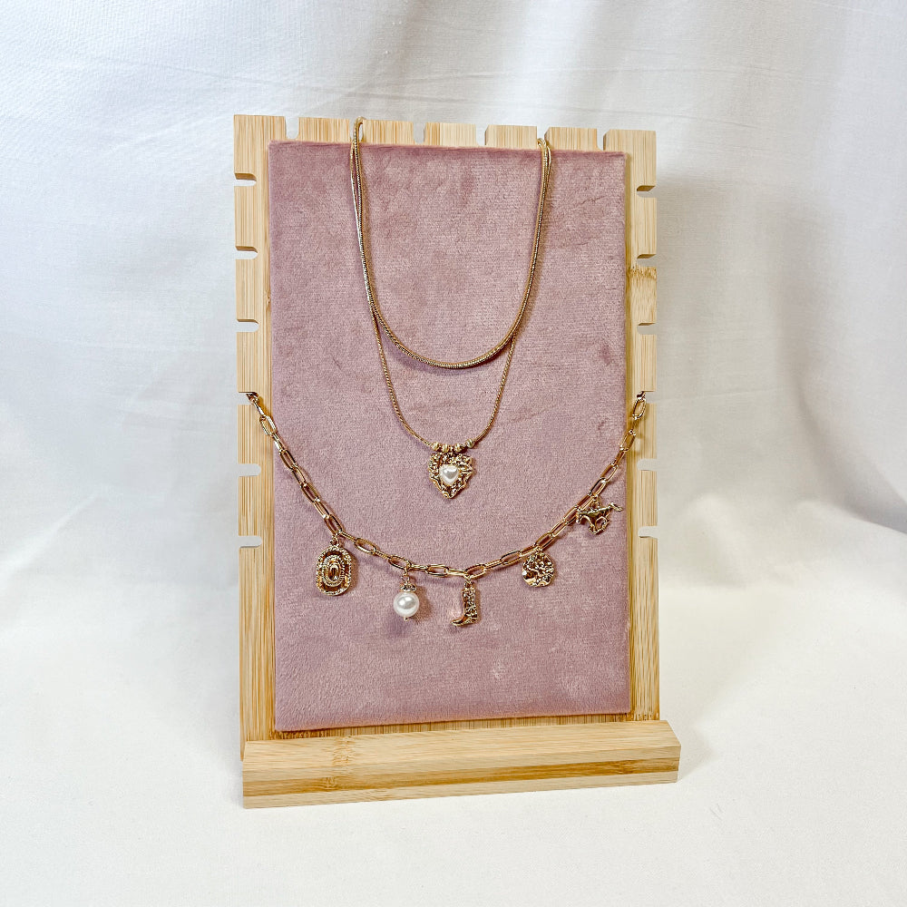 Pearl Heart Double Chain Necklace