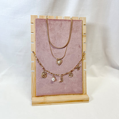 Pearl Heart Double Chain Necklace