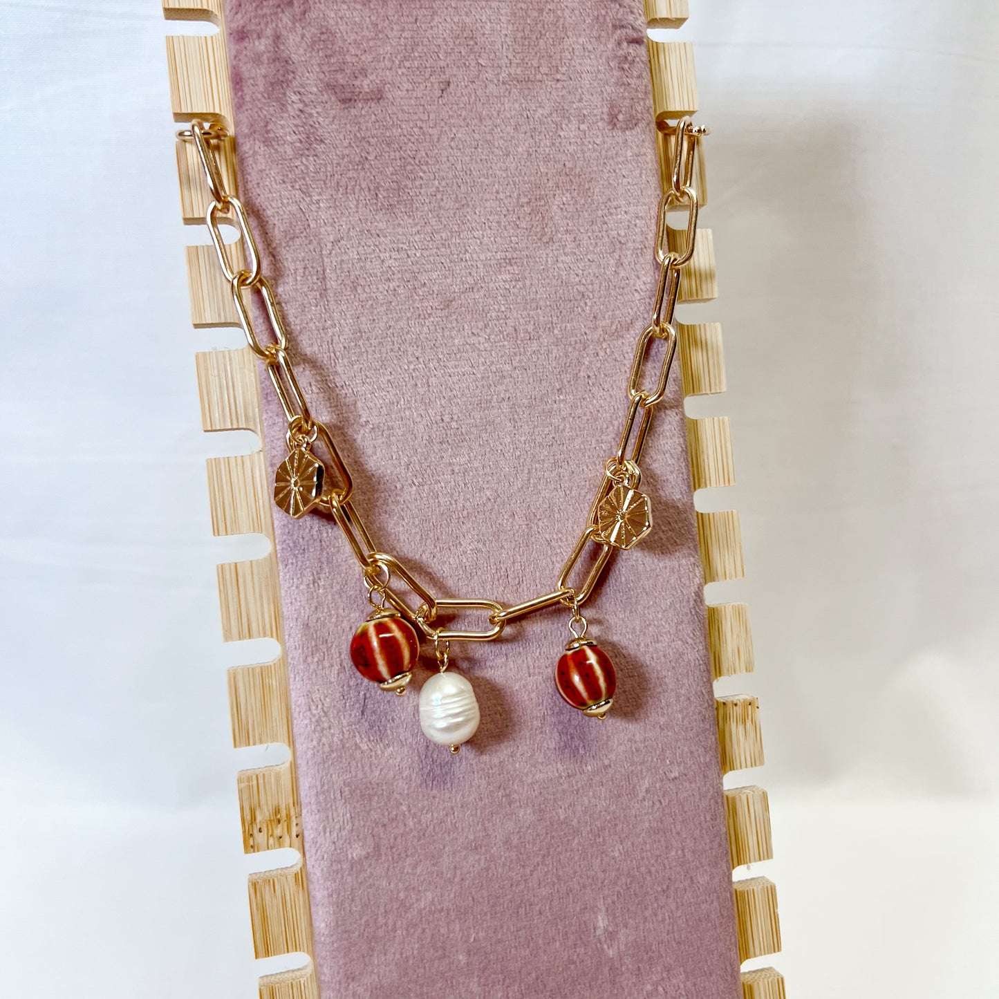 Red Porcelain Charm Necklace