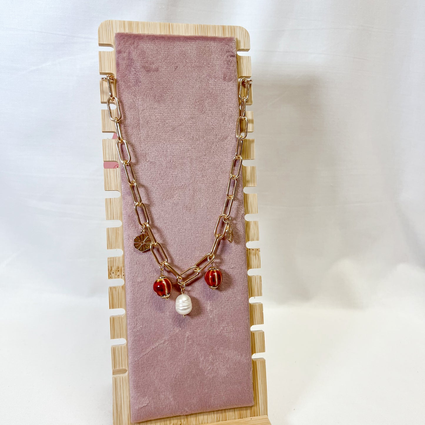 Red Porcelain Charm Necklace