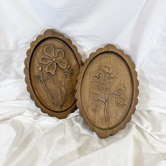 Wooden Etched Floral Wall Art