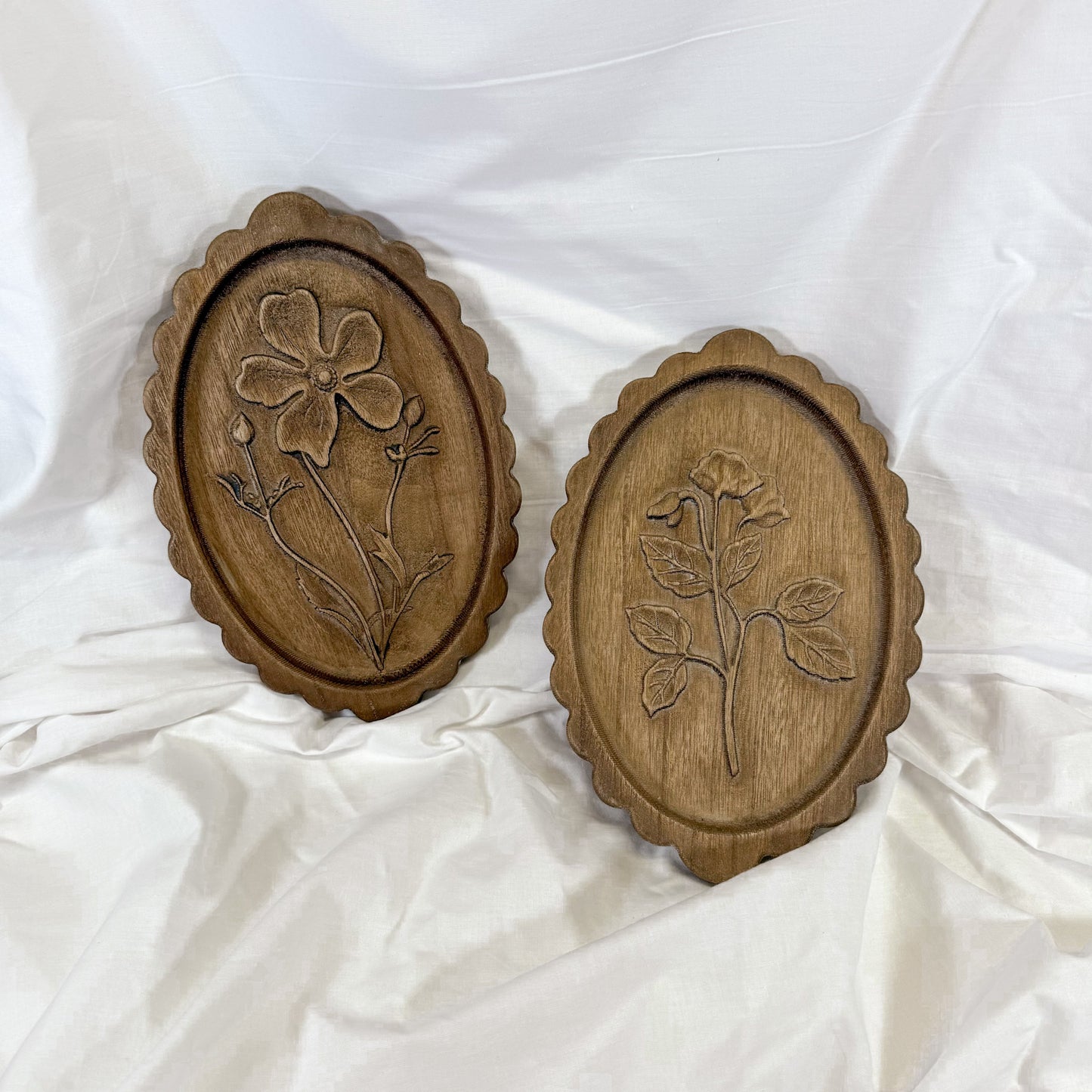 Wooden Etched Floral Wall Art